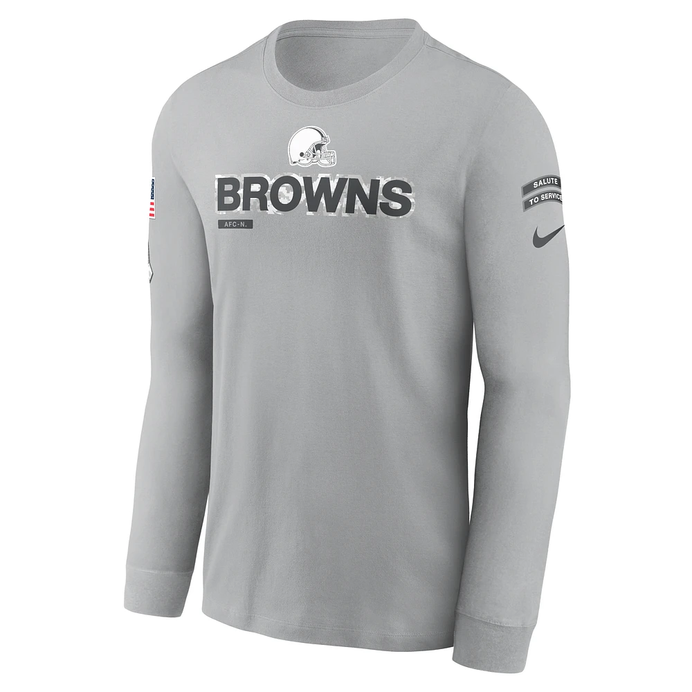 Cleveland Browns Salute to Service Mascot Edge Legend Men's Nike NFL Long-Sleeve T-Shirt