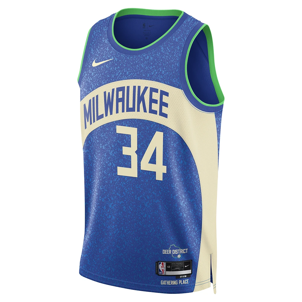 Giannis Antetokounmpo Milwaukee Bucks City Edition 2023/24 Men's Nike Dri-FIT NBA Swingman Jersey