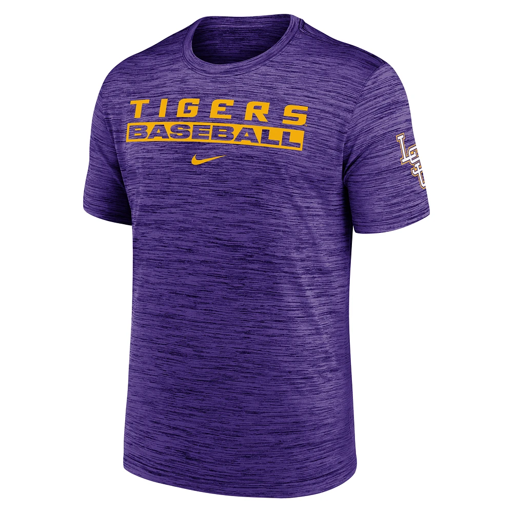 LSU Tigers Velocity Baseball Wordmark Stack Men's Nike Dri-FIT College T-Shirt