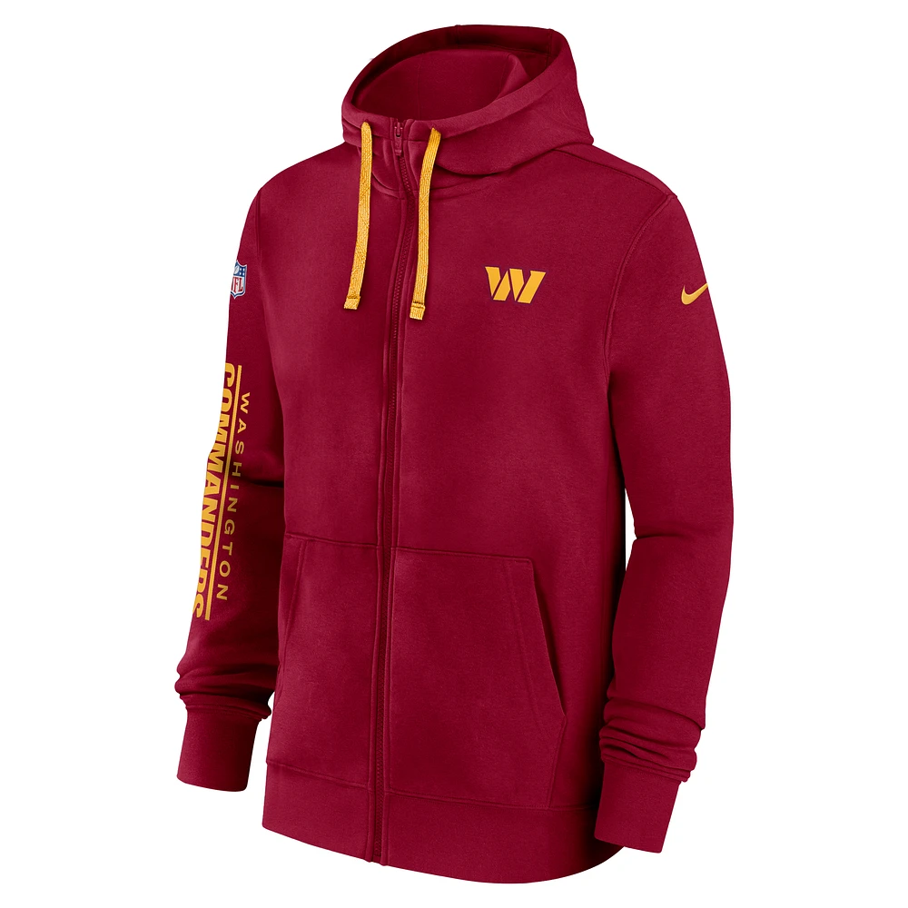 Washington Commanders Sideline Team Issue Club Men's Nike Full Zip Hoodie