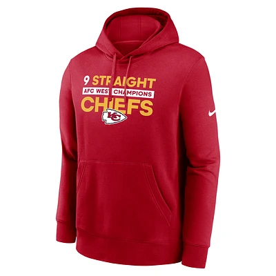 Kansas City Chiefs 9 Straight AFC West Champions Club Men's Nike NFL Pullover Hoodie