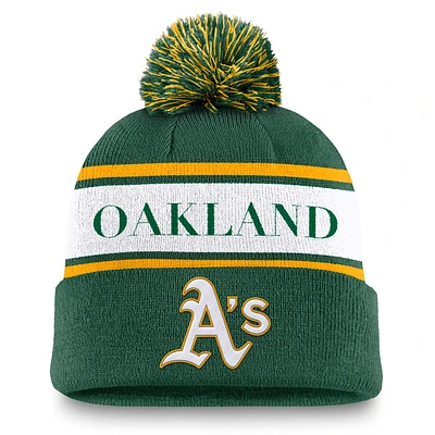 Oakland Athletics Team Stripe Peak Men's Nike MLB Cuffed Pom Beanie