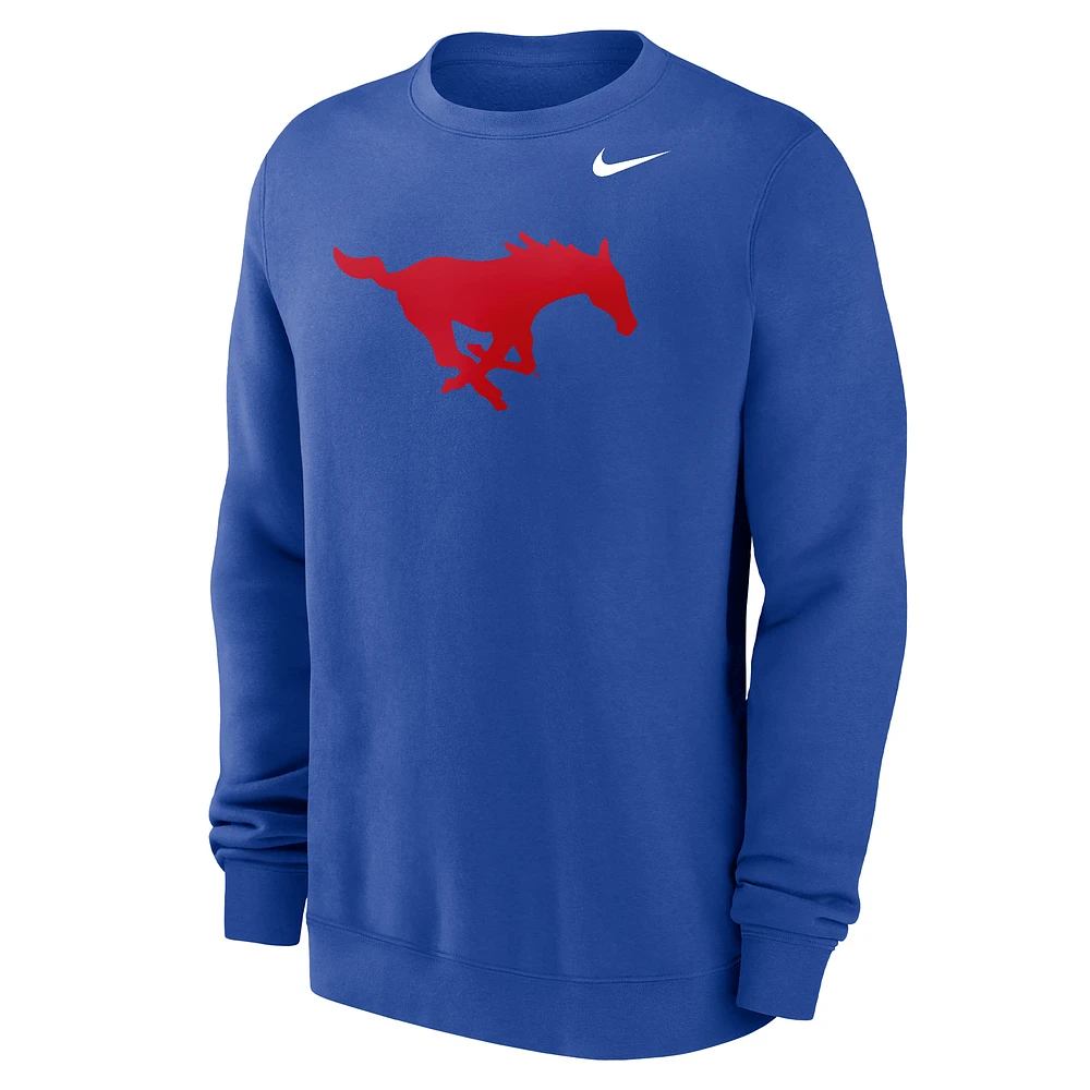 SMU Club Men's Nike College Fleece Crew-Neck Sweatshirt