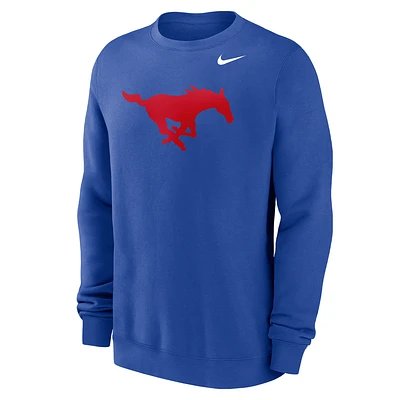 SMU Club Men's Nike College Fleece Crew-Neck Sweatshirt