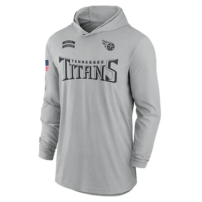 Tennessee Titans Salute to Service Edge Mascot Lockup Men’s Nike Dri-FIT NFL Long-Sleeve Hooded Top