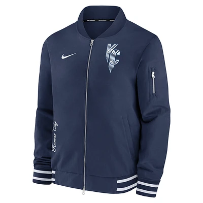 Kansas City Royals Authentic Collection Connect Game Time Men's Nike MLB Full-Zip Bomber Jacket