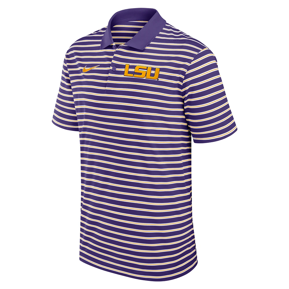 LSU Tigers Primetime Victory Striped Men's Nike Dri-FIT College Polo