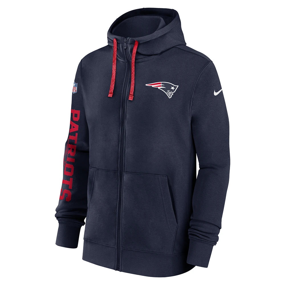 New England Patriots Sideline Team Issue Club Men's Nike Full Zip Hoodie