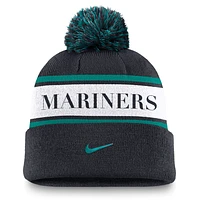 Seattle Mariners Team Stripe Peak Men's Nike MLB Cuffed Pom Beanie