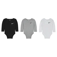 Nike Essentials Baby (0-9M) 3-Pack Long Sleeve Bodysuits