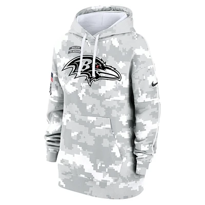 Baltimore Ravens Salute to Service Primary Edge Club Women's Nike NFL Pullover Hoodie