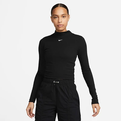 Nike Sportswear Essential Women's Ribbed Mock-Neck Long-Sleeve Top