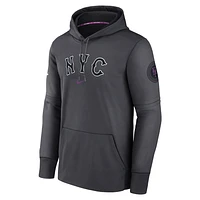 New York Mets City Connect Practice Men's Nike Therma MLB Pullover Hoodie