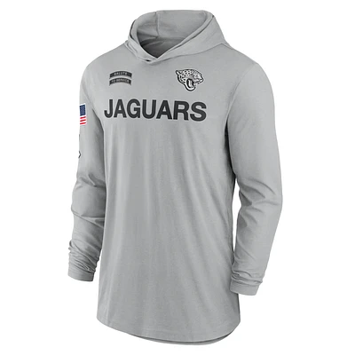 Jacksonville Jaguars Salute to Service Edge Mascot Lockup Men’s Nike Dri-FIT NFL Long-Sleeve Hooded Top