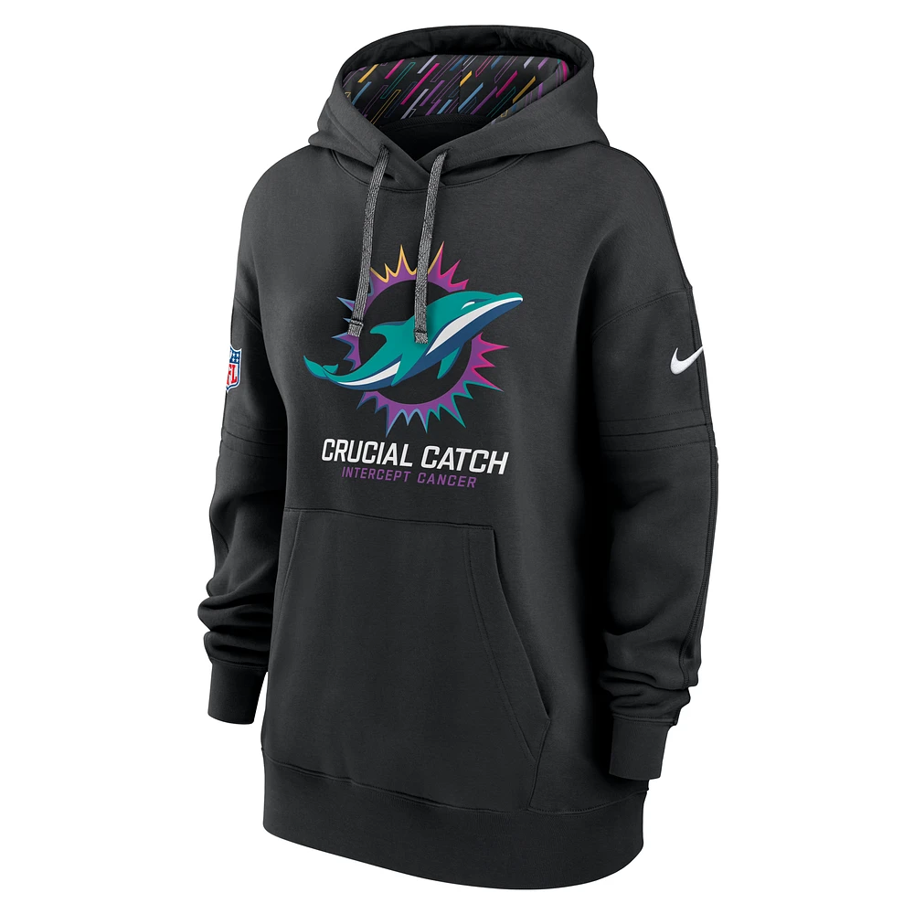 Miami Dolphins Crucial Catch Club Women's Nike NFL Pullover Hoodie