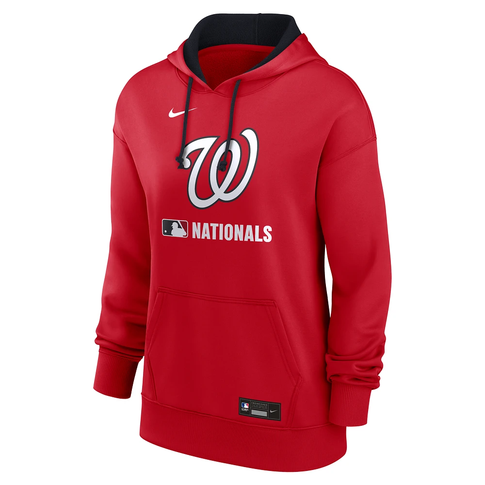 Washington Nationals Authentic Collection Women's Nike Therma MLB Pullover Hoodie