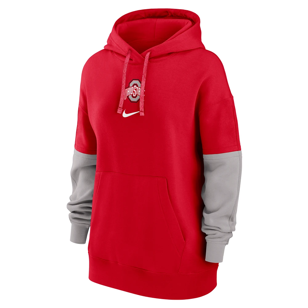 Ohio State Buckeyes Sideline Essential Women's Nike College Pullover Hoodie