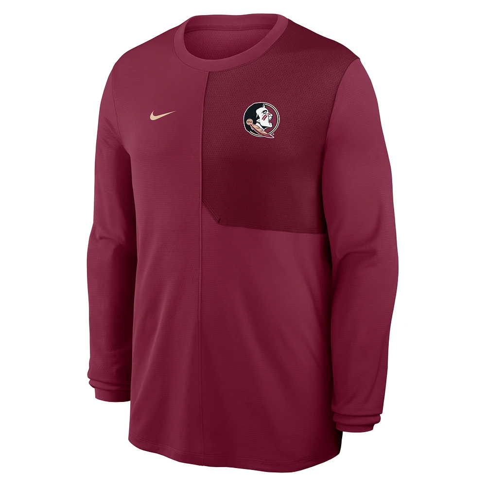 Florida State Sideline Coach Men's Nike Dri-FIT College Long-Sleeve Top
