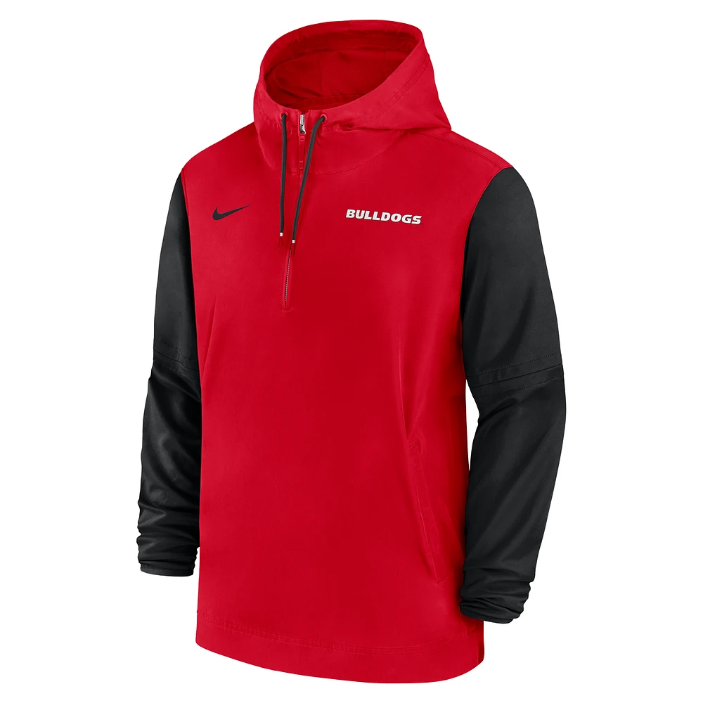 Georgia Bulldogs Sideline Pre-Game Player Men's Nike College 1/2-Zip Hooded Jacket