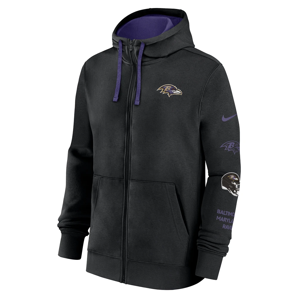 Baltimore Ravens Club Men's Nike NFL Full-Zip Hoodie