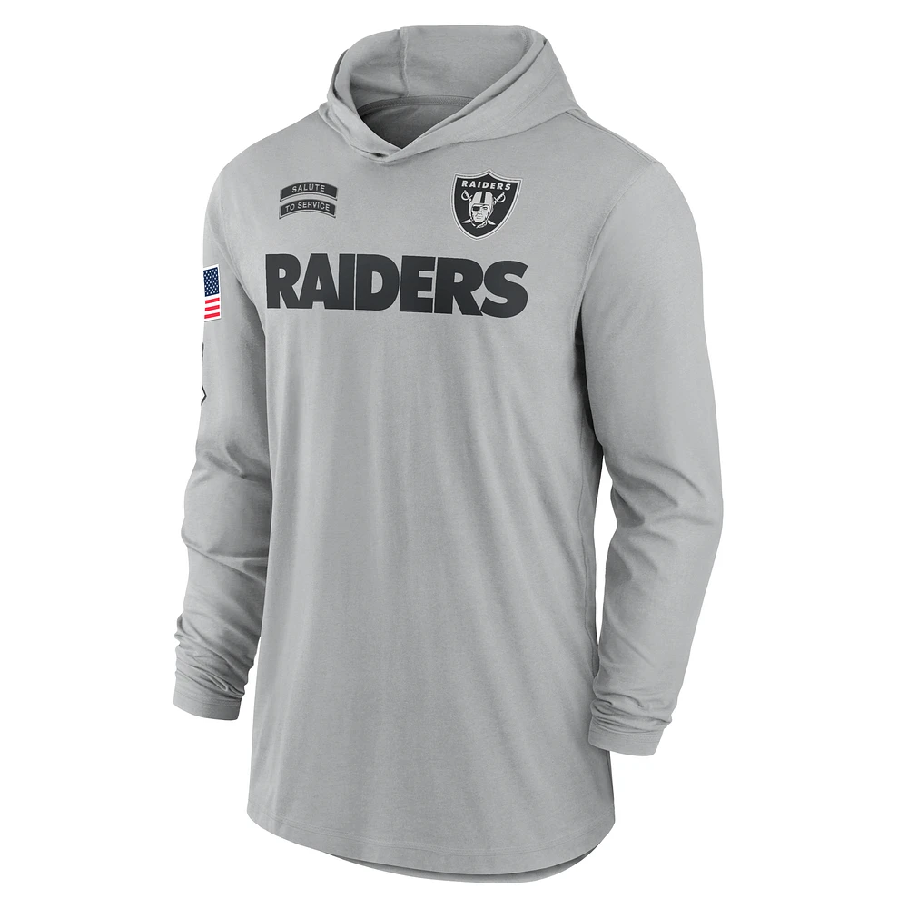 Las Vegas Raiders Salute to Service Edge Mascot Lockup Men’s Nike Dri-FIT NFL Long-Sleeve Hooded Top