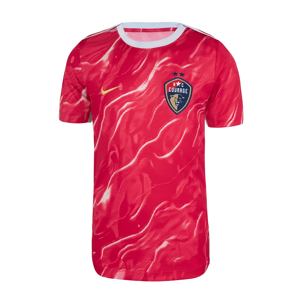 North Carolina Courage 2025 Big Kids' Nike NWSL Short-Sleeve Pre-Match Top