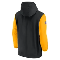 Pittsburgh Steelers Sideline Pre-Game Player Men's Nike NFL 1/2-Zip Hooded Jacket