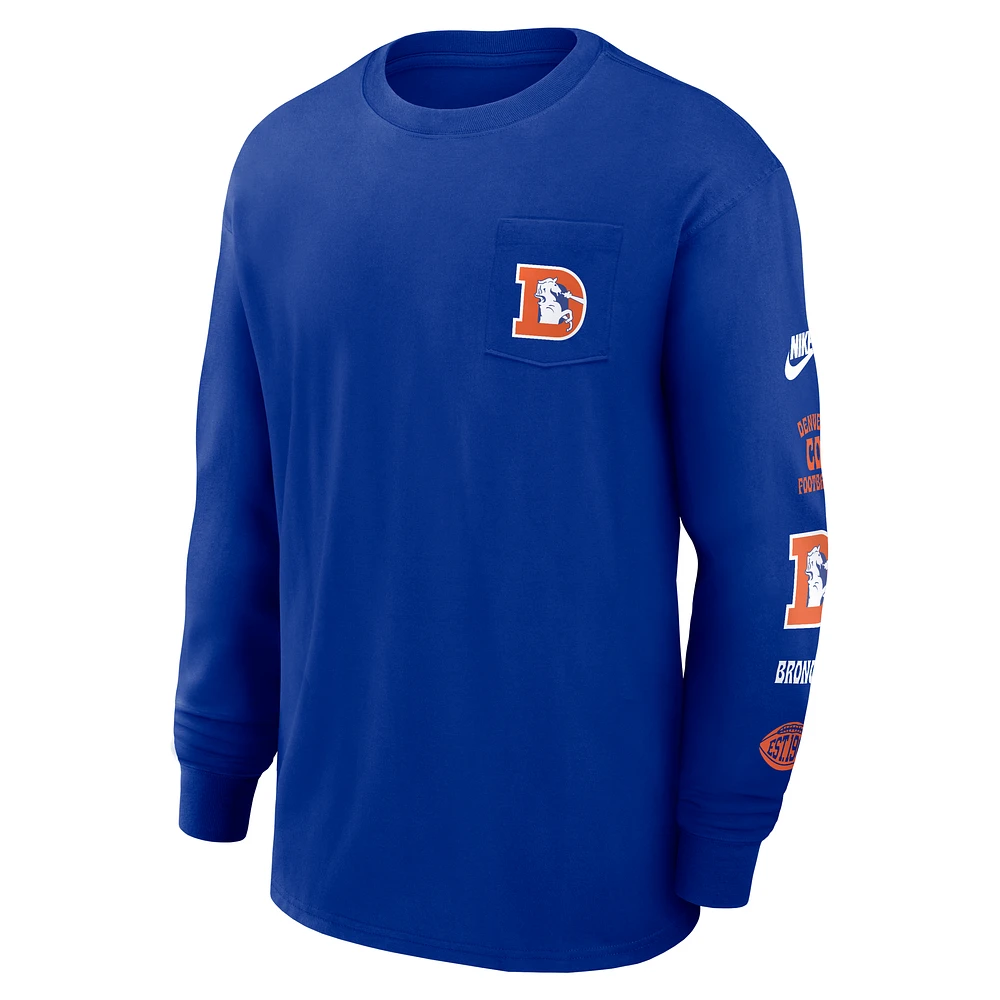 Denver Broncos Rewind Max90 Pocket Men's Nike NFL Long-Sleeve T-Shirt