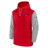 New England Patriots Sideline Pre-Game Player Men's Nike NFL 1/2-Zip Hooded Jacket