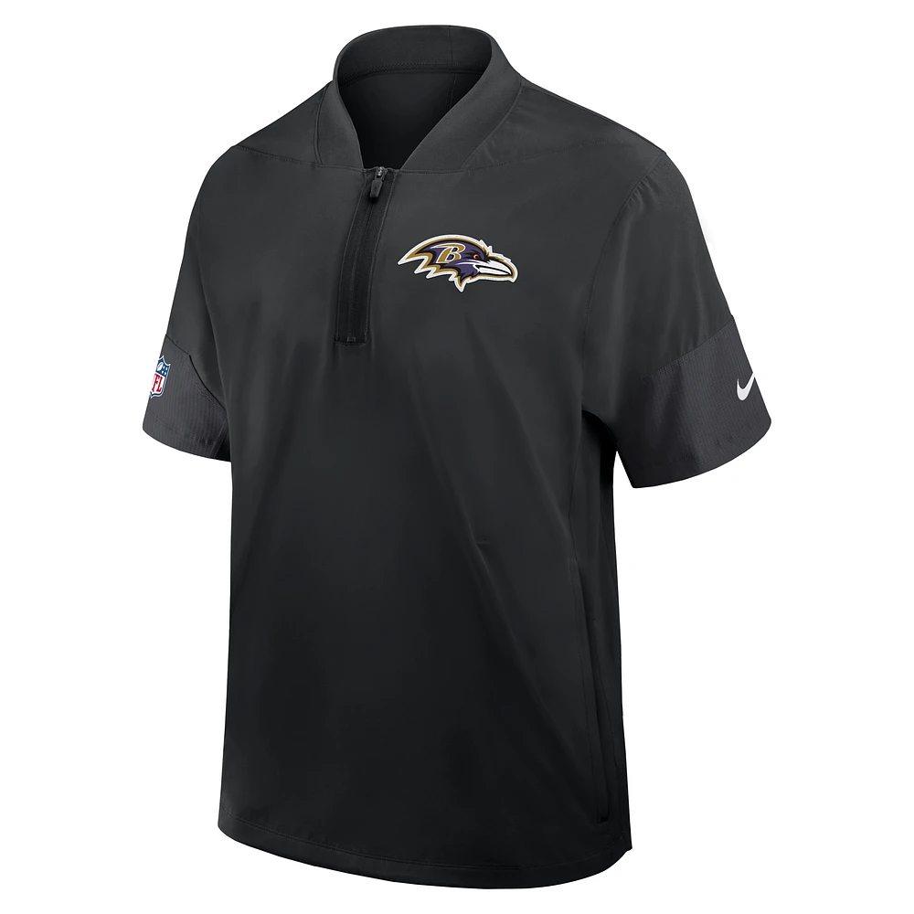 Baltimore Ravens Sideline Coach Men's Nike NFL 1/2-Zip Short-Sleeve Jacket