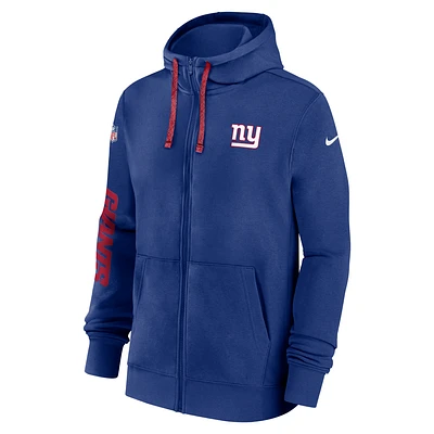 New York Giants Sideline Team Issue Club Men's Nike Full Zip Hoodie