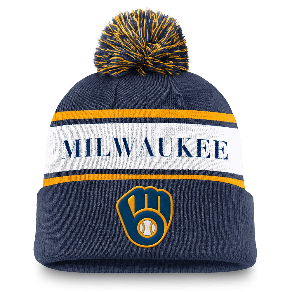 Milwaukee Brewers Peak Men's Nike MLB Cuffed Pom Beanie