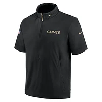 New Orleans Saints Sideline Coach Men's Nike NFL 1/2-Zip Short-Sleeve Hooded Jacket