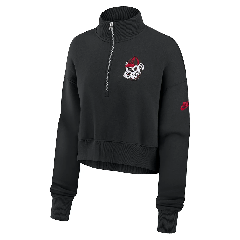 Ohio State Buckeyes Legacy Elevated Logo Women's Nike College Cropped 1/4-Zip Crew