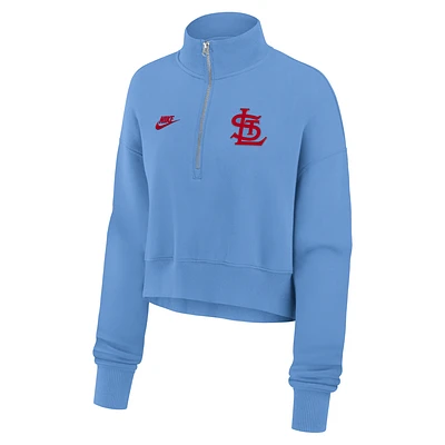 St. Louis Cardinals Cooperstown Phoenix Women's Nike MLB Cropped 1/2-Zip Crew