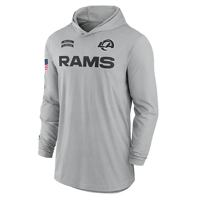 Los Angeles Rams Salute to Service Edge Mascot Lockup Men’s Nike Dri-FIT NFL Long-Sleeve Hooded Top