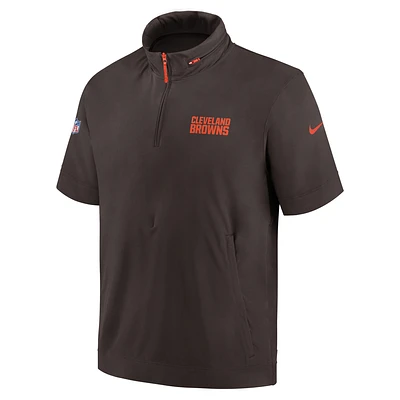 Cleveland Browns Sideline Coach Men's Nike NFL 1/2-Zip Short-Sleeve Hooded Jacket