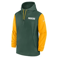 Green Bay Packers Sideline Pre-Game Player Men's Nike NFL 1/2-Zip Hooded Jacket