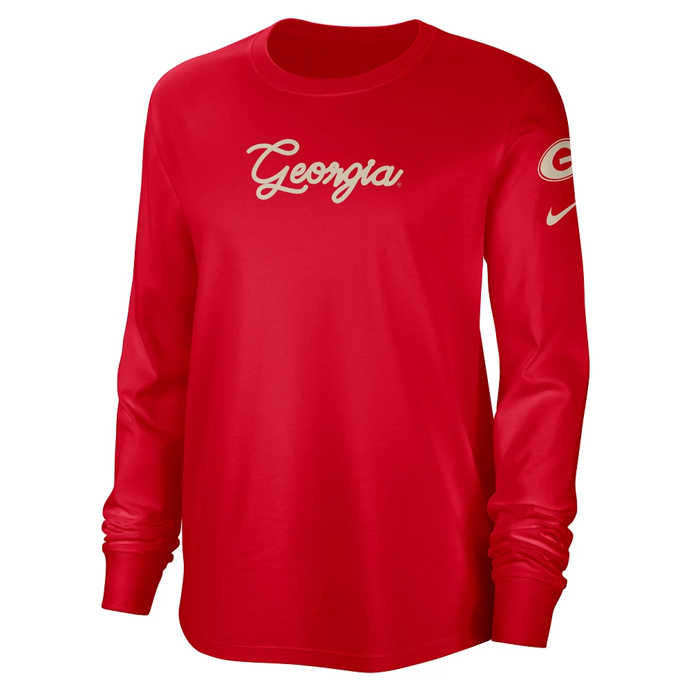 Georgia Women's Nike College Crew-Neck Long-Sleeve Top