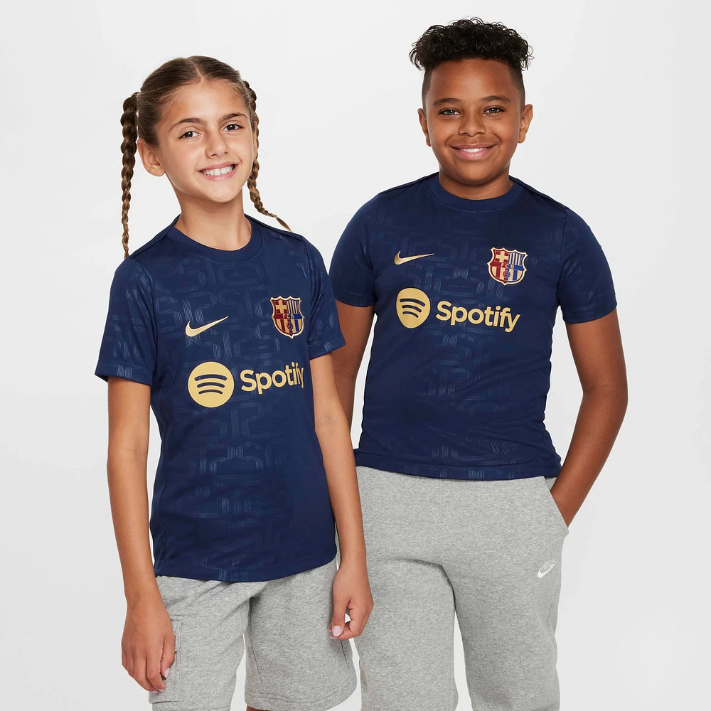 FC Barcelona Academy Pro Home Big Kids' Nike Dri-FIT Soccer Pre-Match Short-Sleeve Top