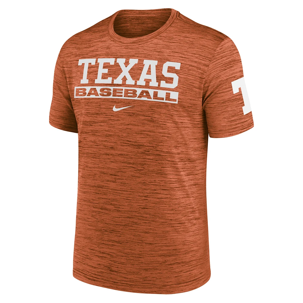 Texas Longhorns Velocity Baseball Wordmark Stack Men's Nike Dri-FIT College T-Shirt