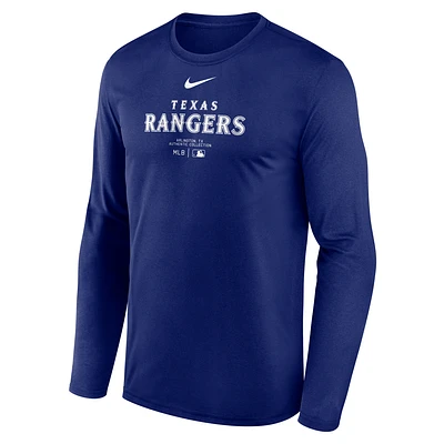 Texas Rangers Authentic Collection Practice Men's Nike Dri-FIT MLB Long-Sleeve T-Shirt