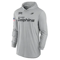 Miami Dolphins Salute to Service Edge Mascot Lockup Men’s Nike Dri-FIT NFL Long-Sleeve Hooded Top