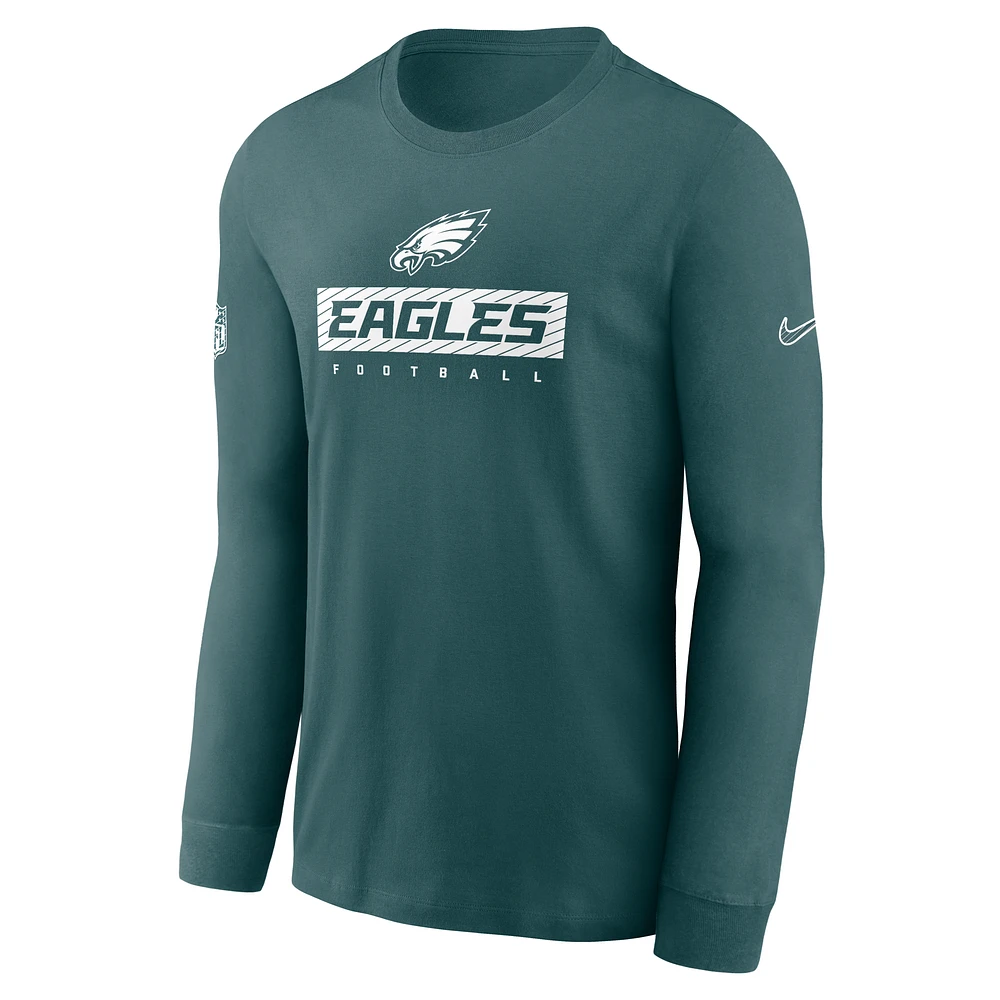 Philadelphia Eagles Sideline Team Issue Men's Nike Dri-FIT NFL Long-Sleeve T-Shirt