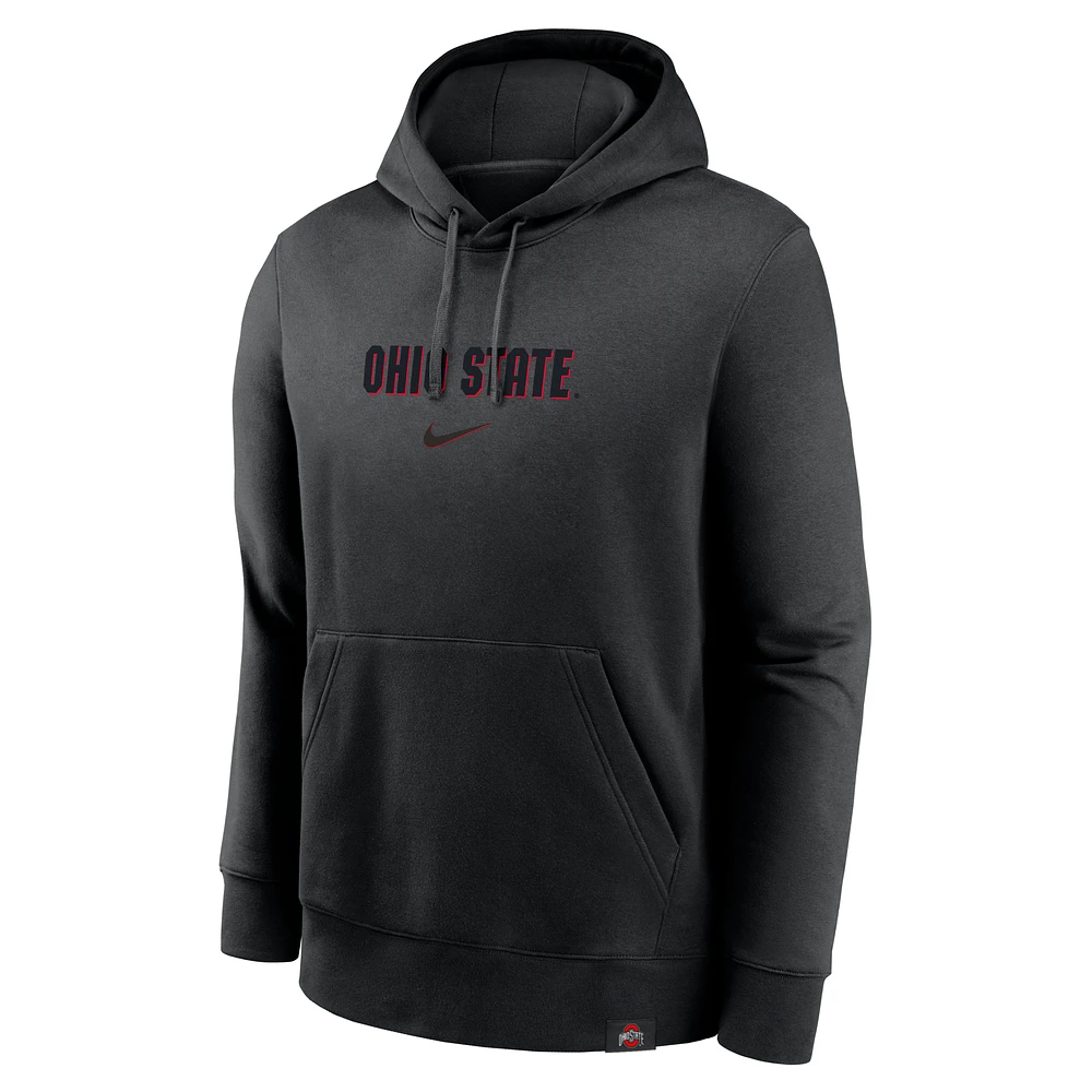 Ohio State Buckeyes Statement Wordmark Lockup Heavyweight Men's Nike College Pullover Hoodie