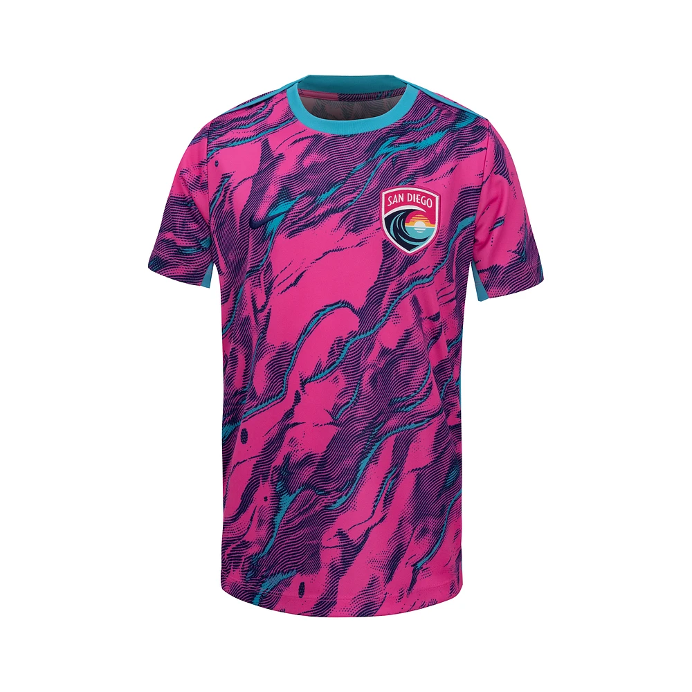 San Diego Wave FC 2025 Big Kids' Nike NWSL Short-Sleeve Pre-Match Top