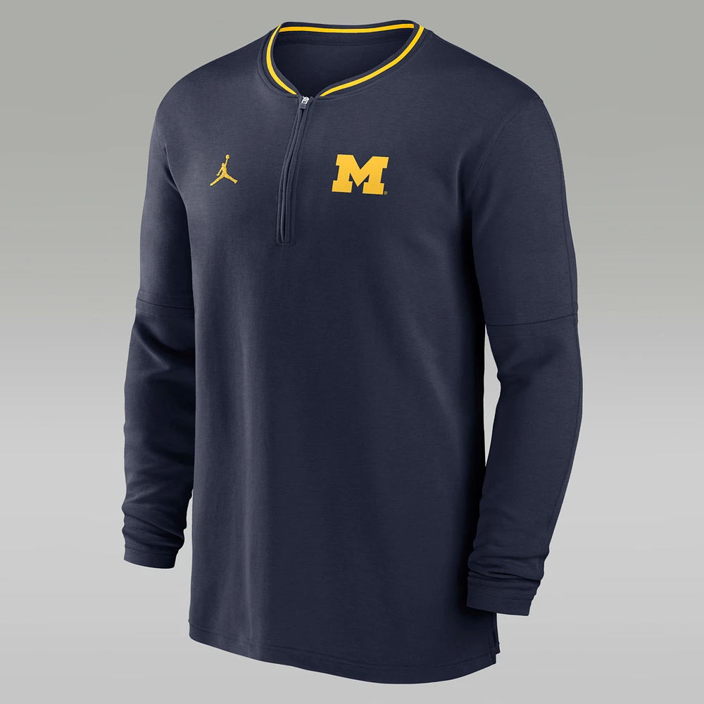 Michigan Wolverines Sideline Coach Men's Jordan Dri-FIT College 1/2-Zip Long-Sleeve Top