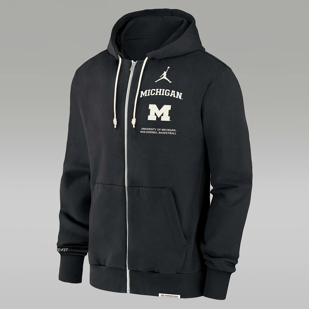 Michigan Wolverines On-Court Basketball Men’s Jordan Brand Dri-FIT College Full-Zip Hoodie