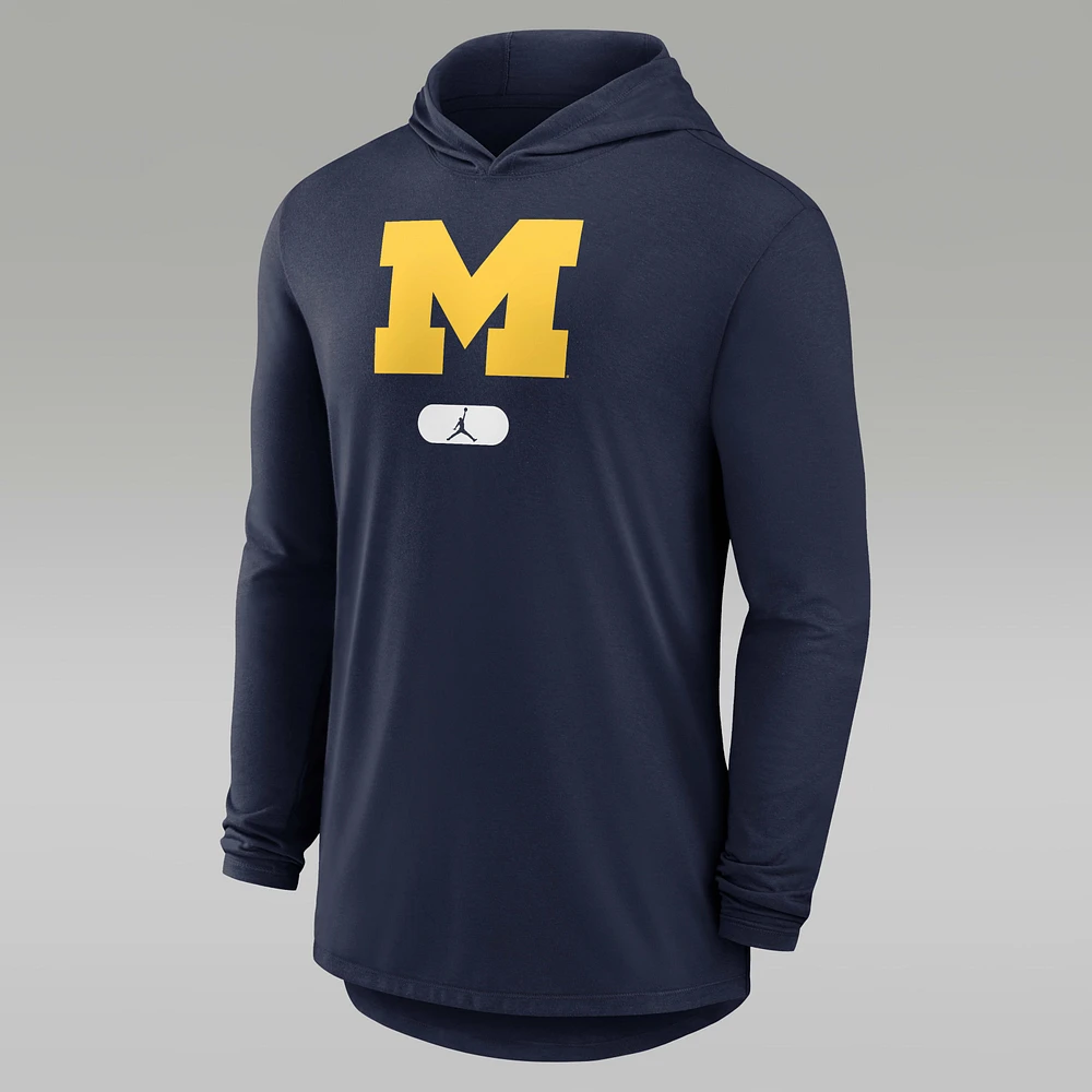 Michigan Wolverines Men's Jordan Brand Dri-FIT College Long-Sleeve Hooded T-Shirt