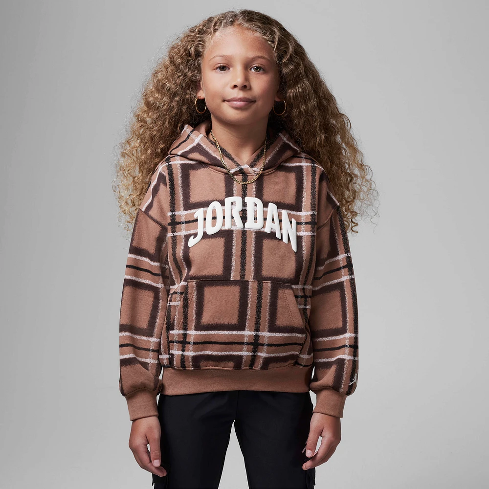 Jordan Brooklyn Essentials Little Kids' Plaid Print Pullover Hoodie